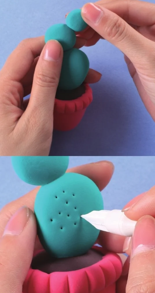 make a clay cactus body