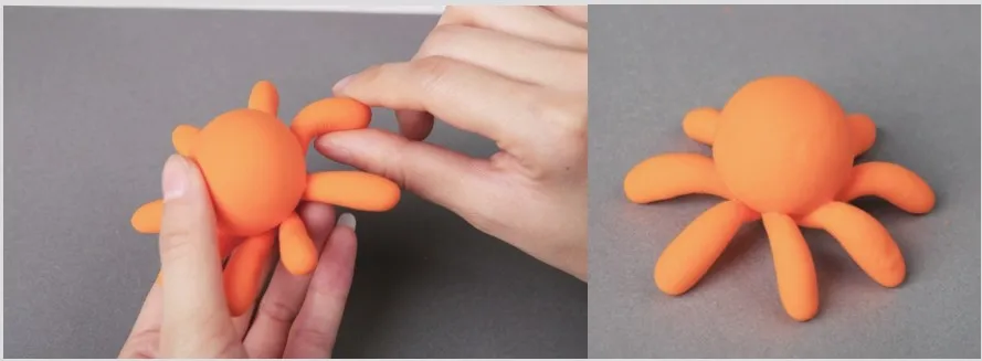 Adjusting the details of the clay octopus