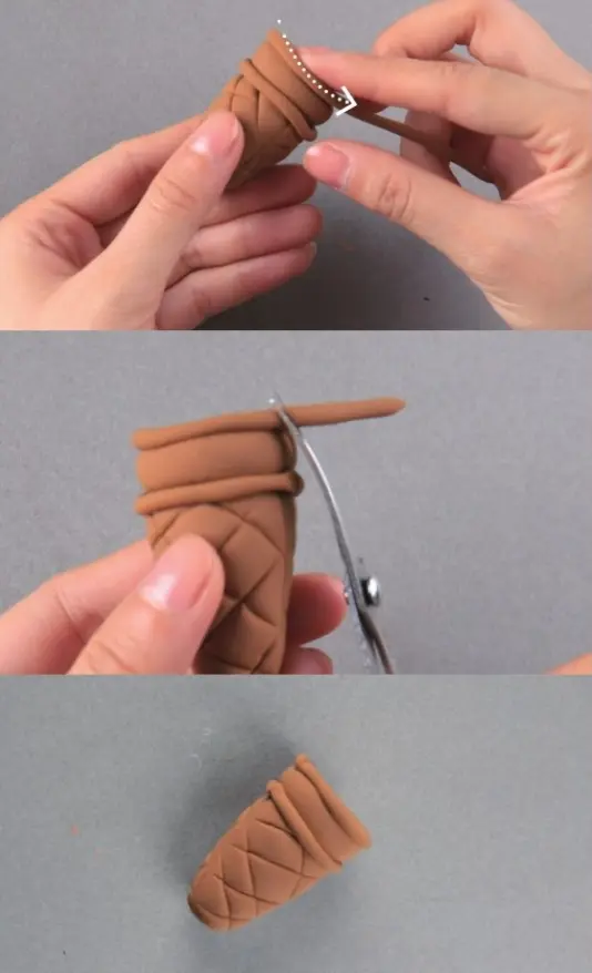 Decorate clay ice cream cone tops