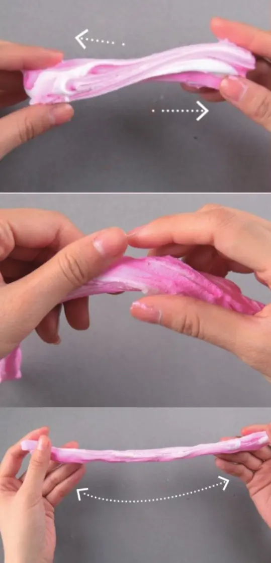Stretch pink and white air dry clay