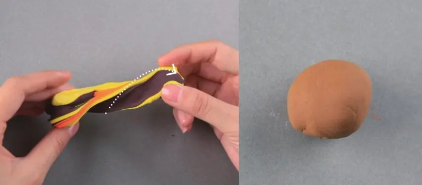 Mix air dry clay to get the color of an ice cream cone