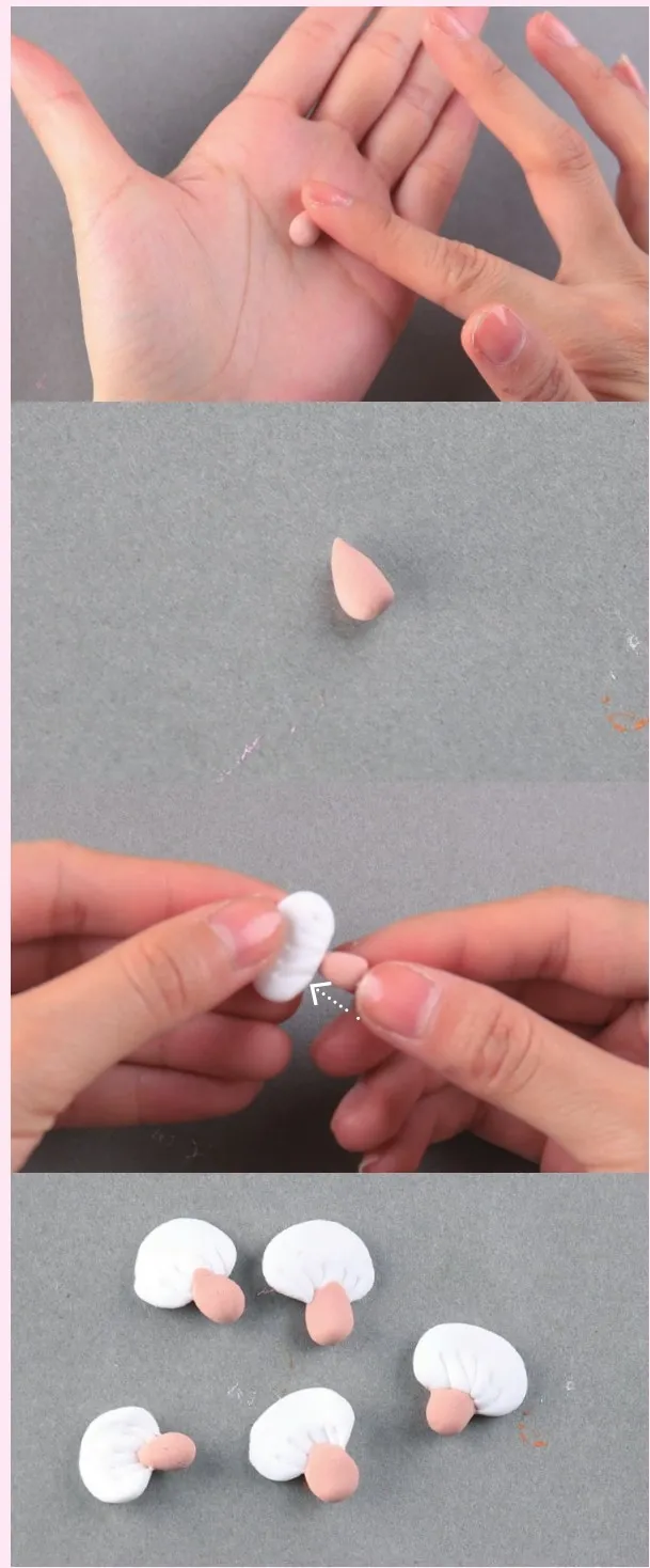 Mushroom slices made from air-dried clay