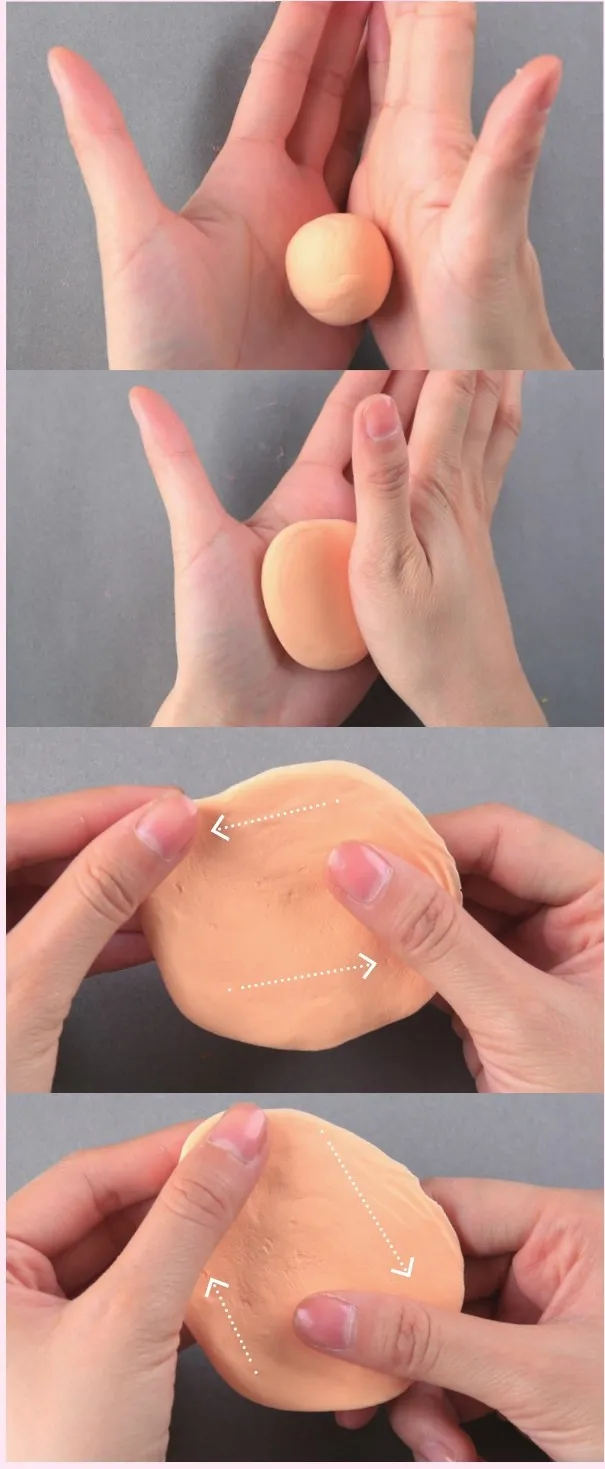 Kneading air-dry clay to make pizza cheese