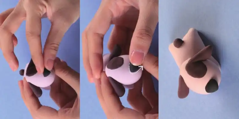 press the clay nose on the dog face