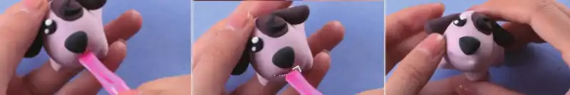 make a mouth on clay dog face