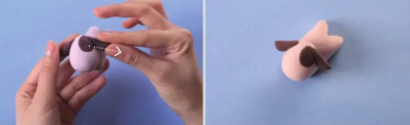 make the clay dog ears shape