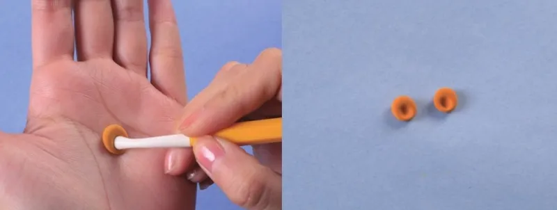 press clay holes with a stick