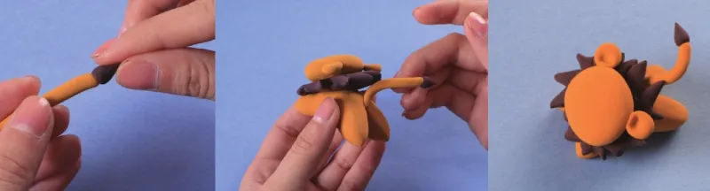 stick clay lion tail