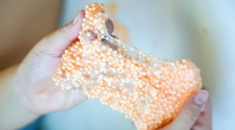 playing floam slime for stress relief