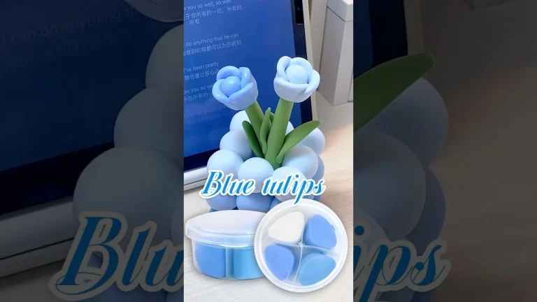 Blue tulip craft tutorial! You can make it with just a four-color air-dry clay set! Simple tutorial suitable for children and beginners!